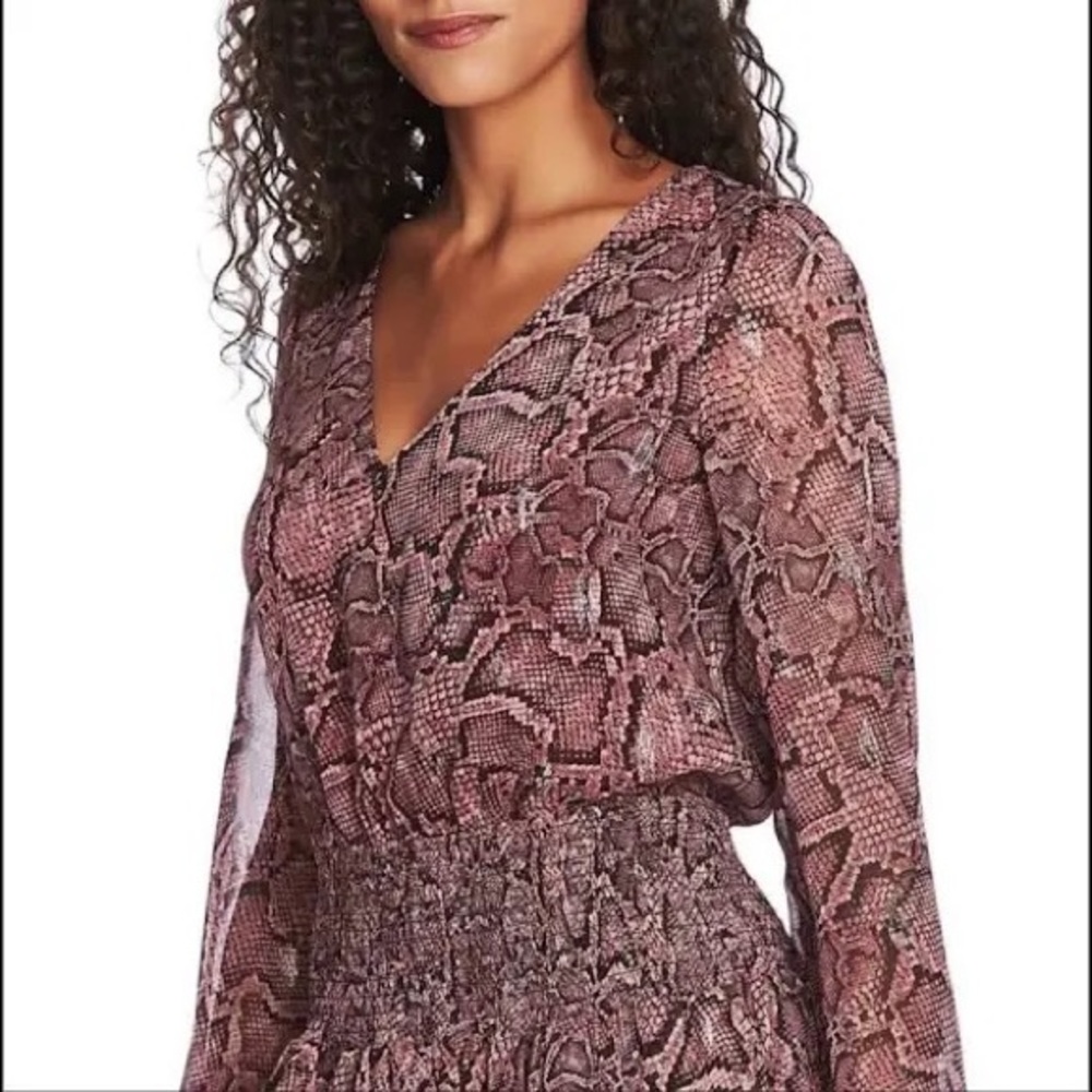 1. State XS purple mini dress with snakeskin print and brezzy sleeves.